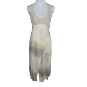 Women's Neutral Grunge Tie Dye Midi Dress Washed Distressed Look Minimalist 6